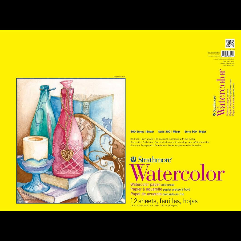 Strathmore Watercolor Paper Taped Pad - 12 Sheets, 18" x 24"