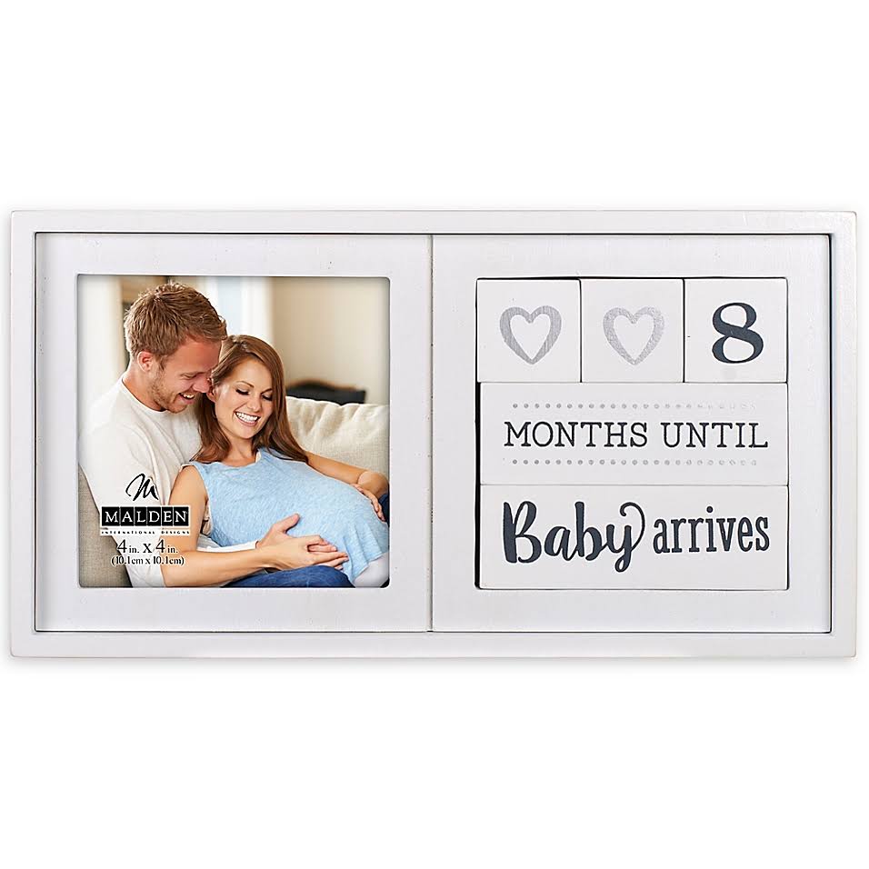 Malden Baby Countdown Sonogram Photo Box in Distressed White