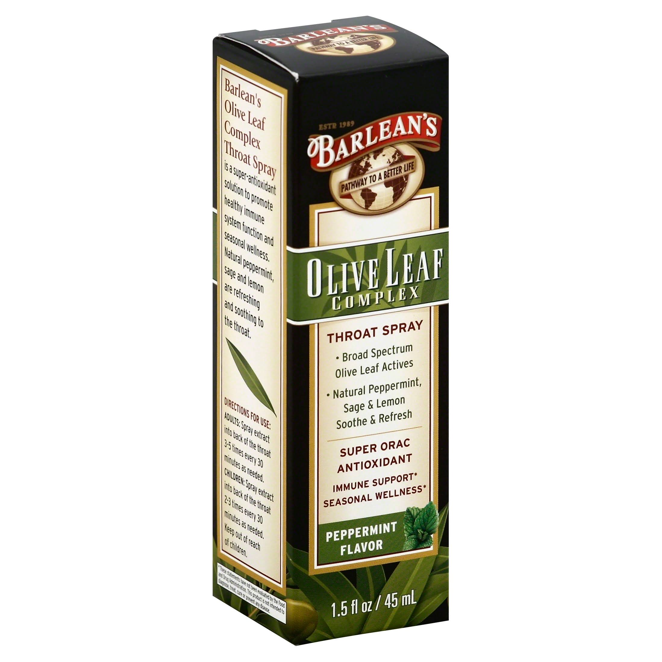 Barlean's Organic Olive Leaf Complex Throat Spray - 44.4ml