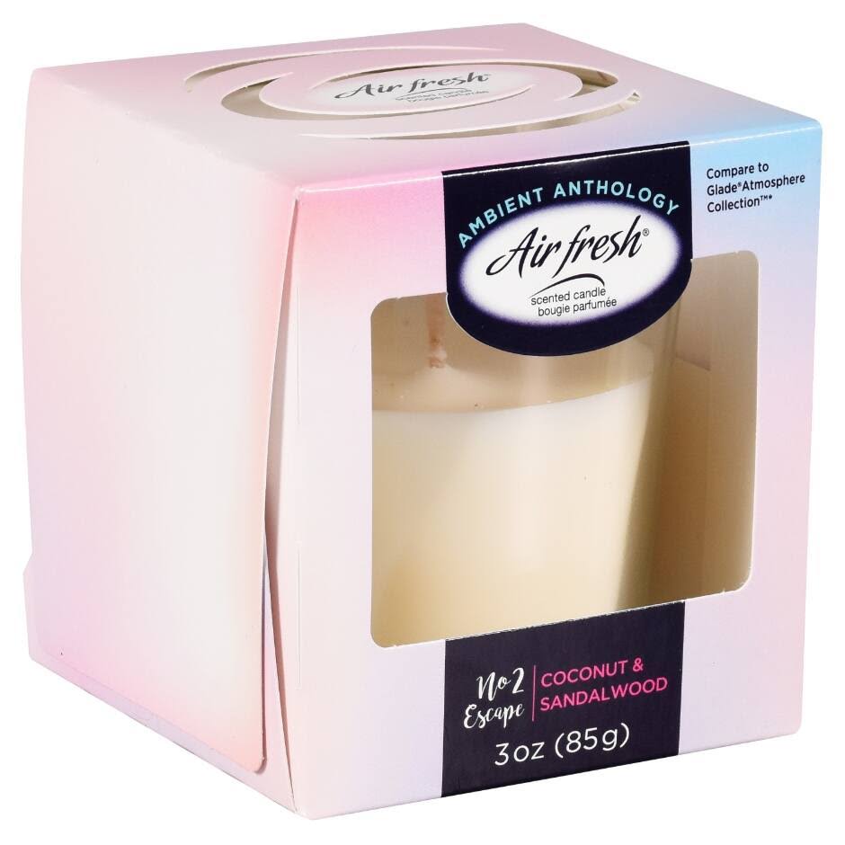 Case of Air Fresh Coconut & Sandalwood Scented Candles, 3 oz. (12 Unit
