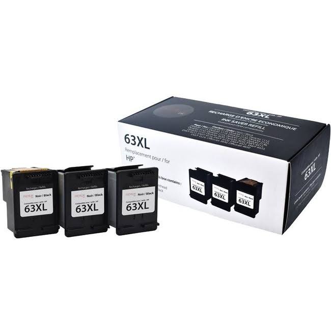 3-Pack Premium Ink Replacement for HP 63XL / F6U64AN - Black