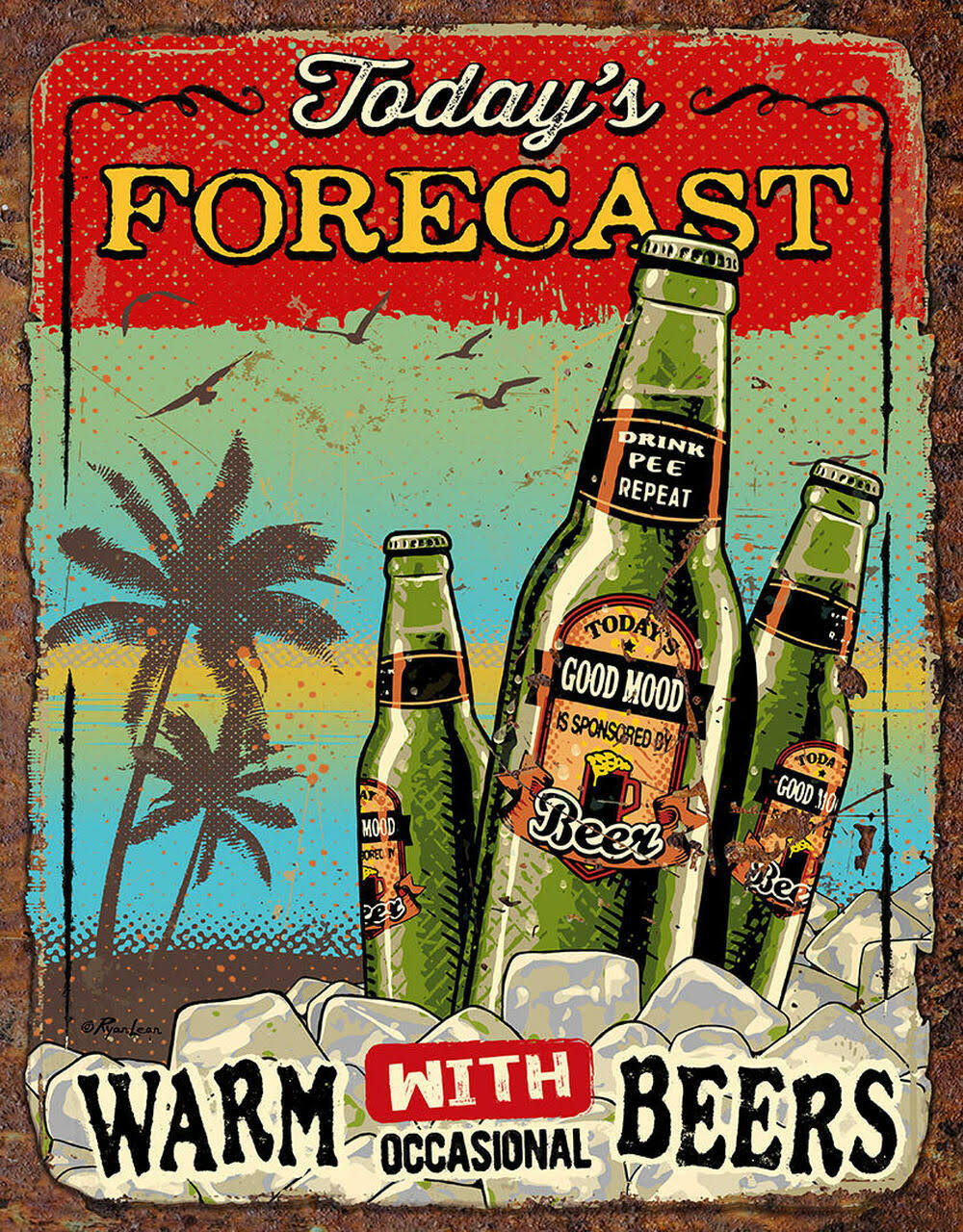 Today's Forecast Beers 12.5" x 16" Metal Wall Sign - 2577