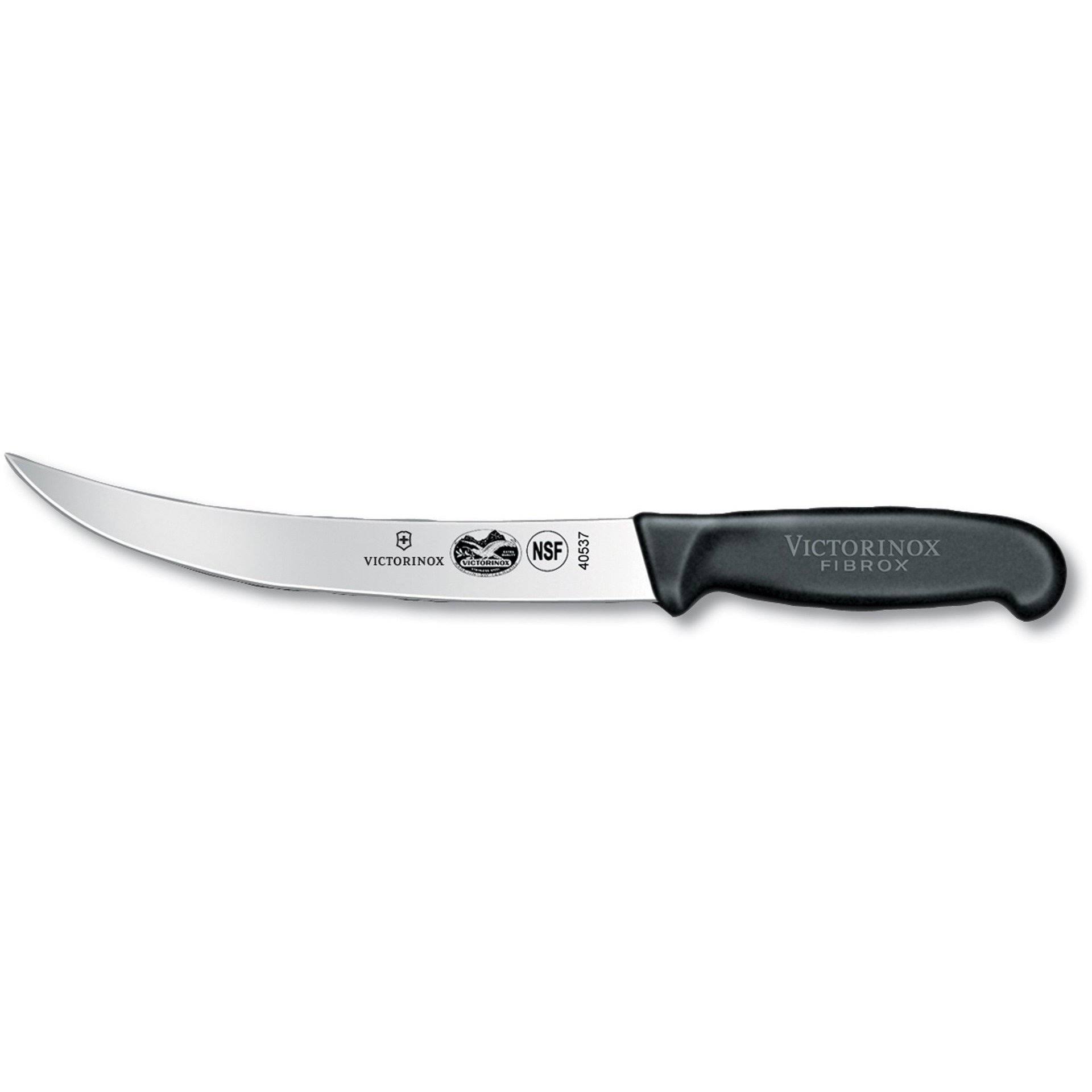 Victorinox Black Fibrox Handle Curved Butcher and Breaking Knife - 8"
