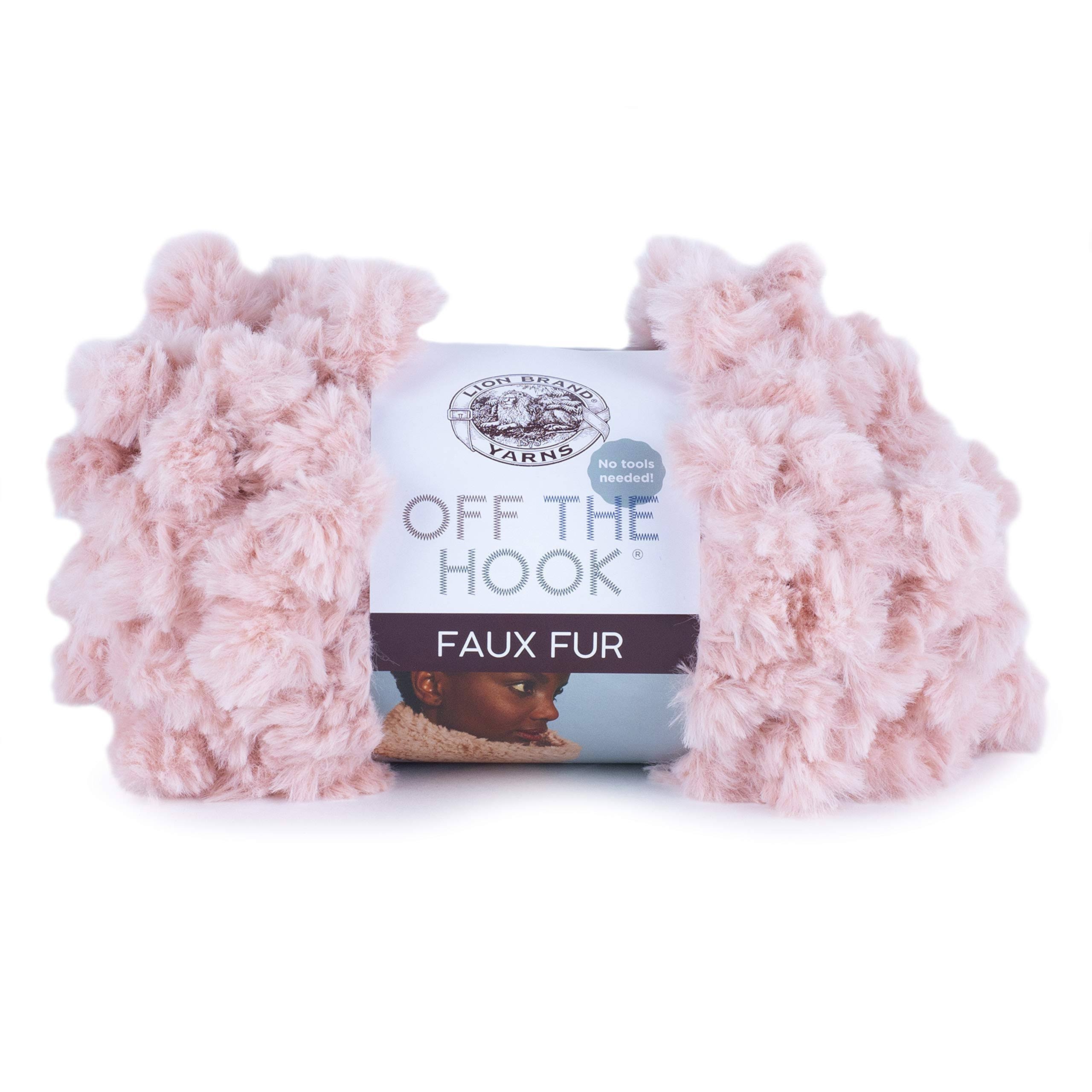 Lion Brand Off The Hook Faux Fur Yarn Pink Poodle