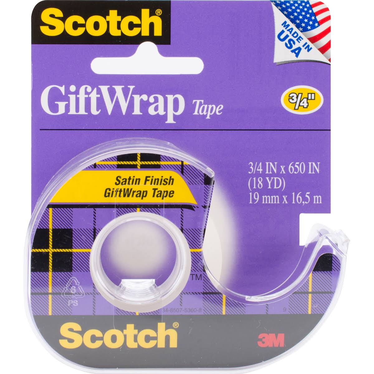 3m Scotch Satin Finish Gift Wrap Tape - 3/4" x 650"