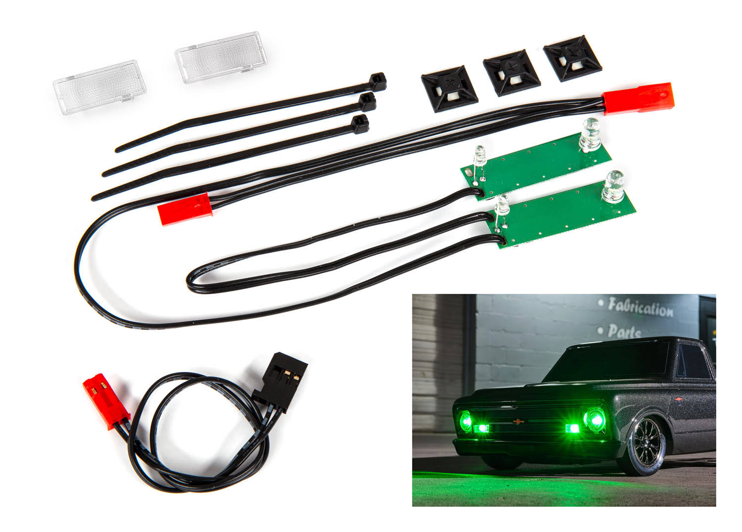 TRA9496G Traxxas LED light set, front, complete (green)