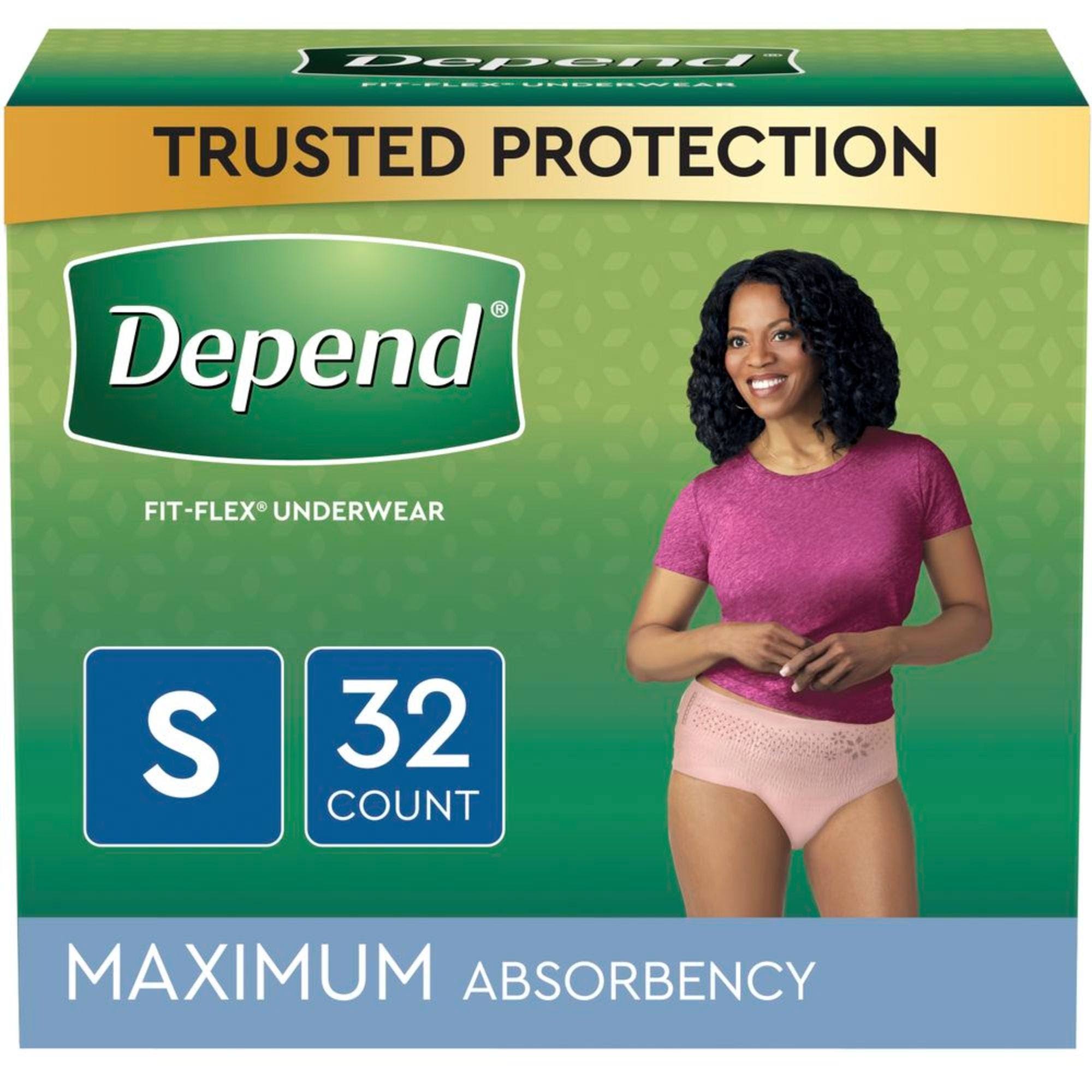 Depend Womens Fit Flex Incontinence Underwear - Tan, Small, 3.2 lbs, 32ct