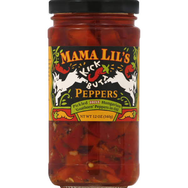 Mama Lil's Goathern Peppers, in Oil, Pickled Hot Hungarian - 12 oz