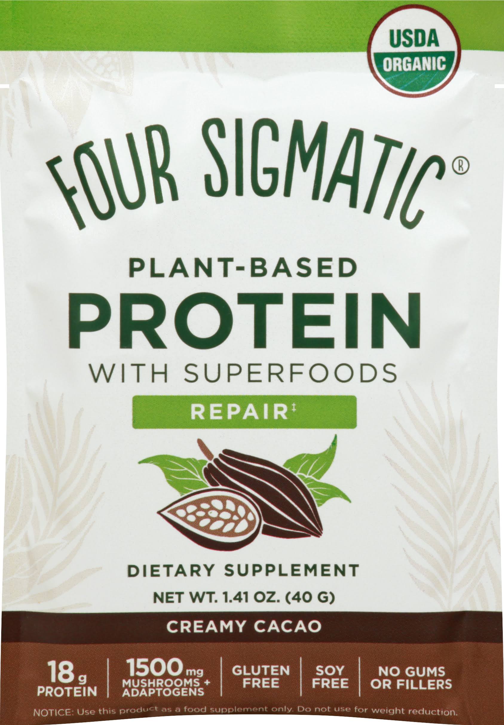 Four Sigmatic Plant-Based Protein Creamy Cacao Single Sachet (40g)