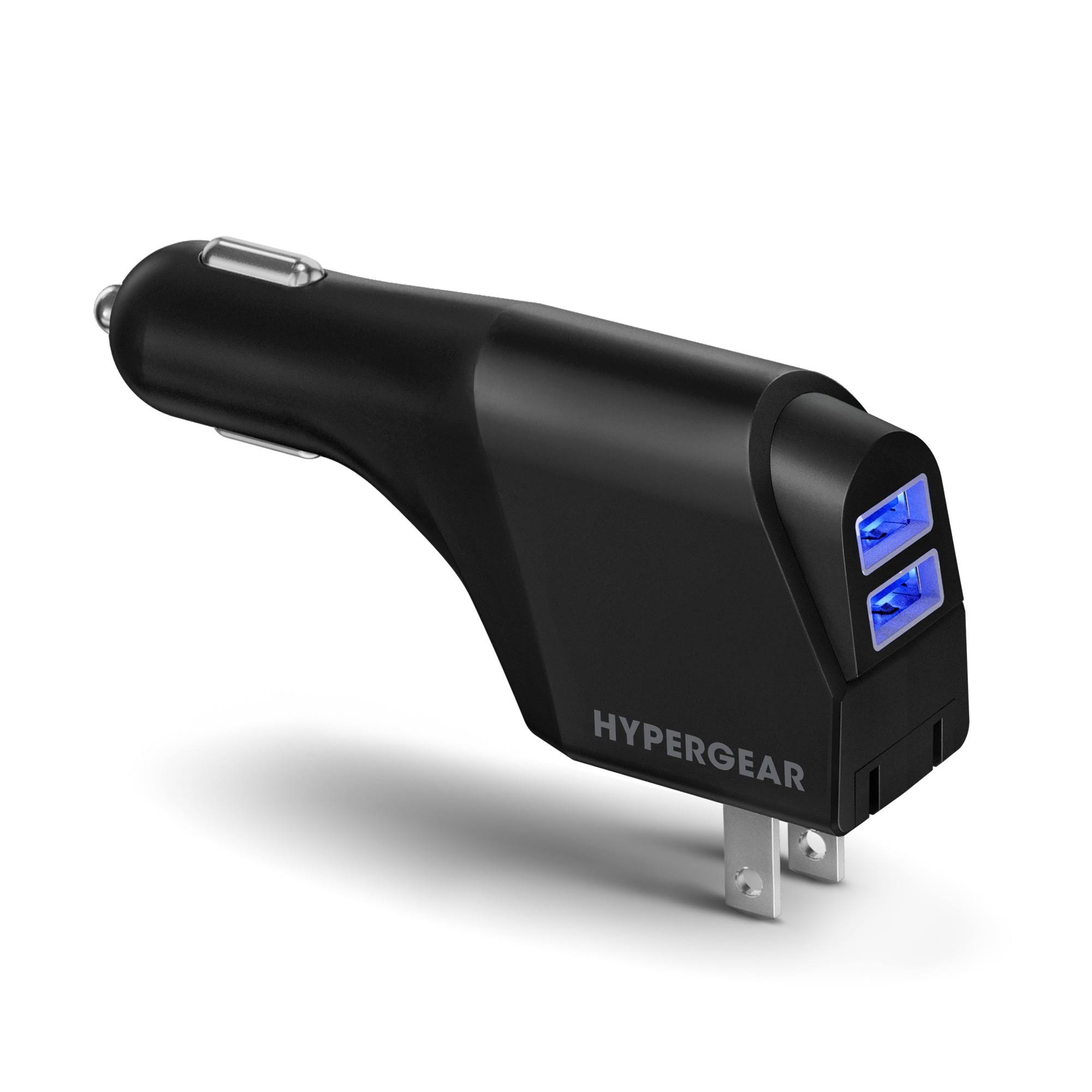 Hypergear 15643 Hybrid 2-in-1 10.5-Watt Car and Wall Charger with Dual USB-A Ports