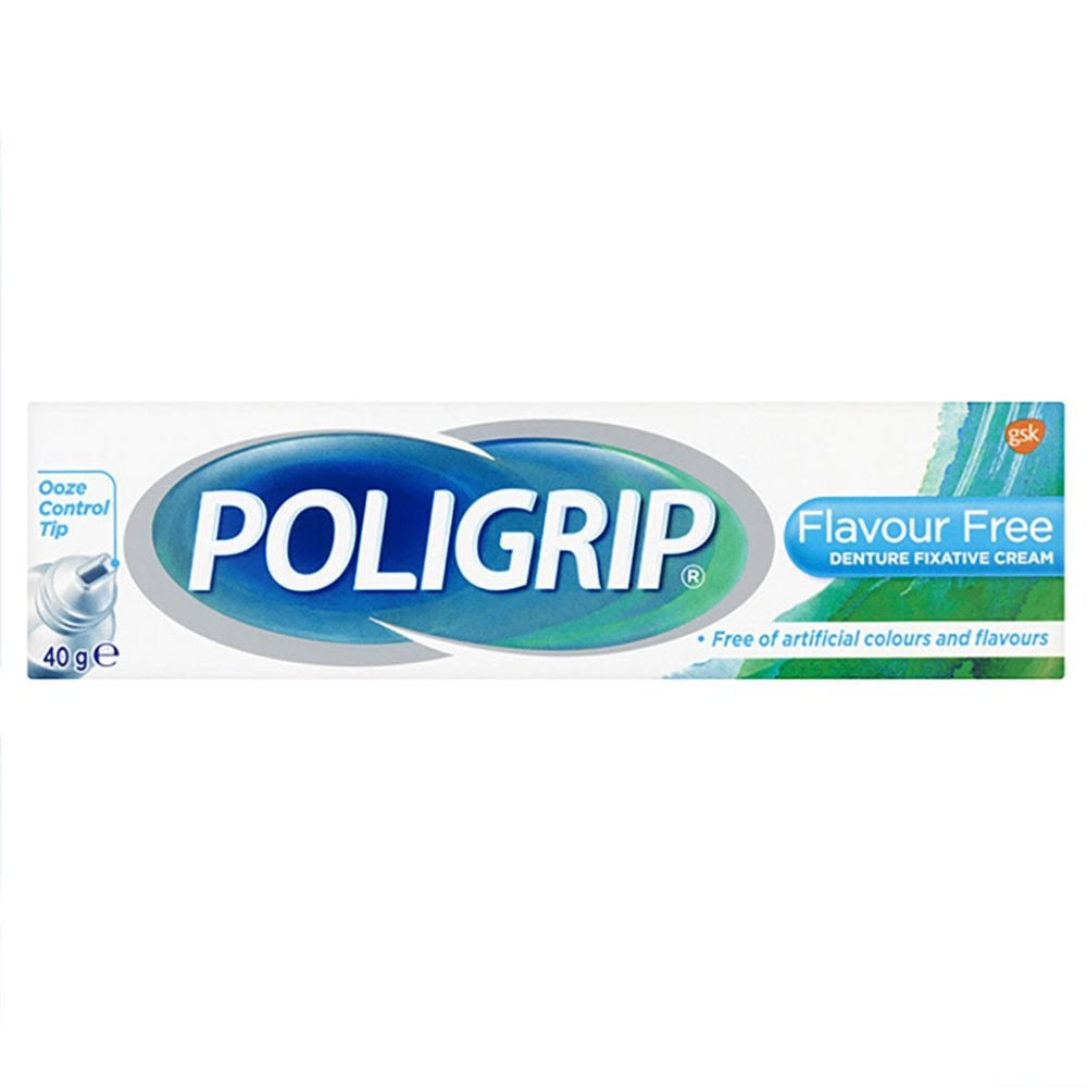 Poligrip Denture Fixative Cream - Flavour Free, 40g