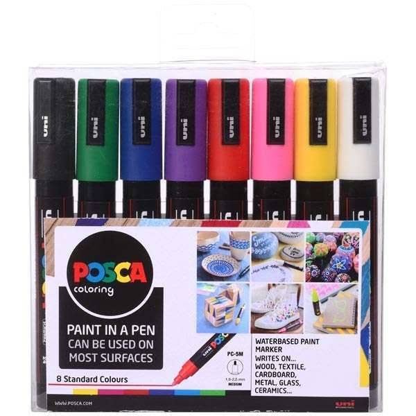 Posca PC-5M Marker Pens Starter Set Pack of Eight