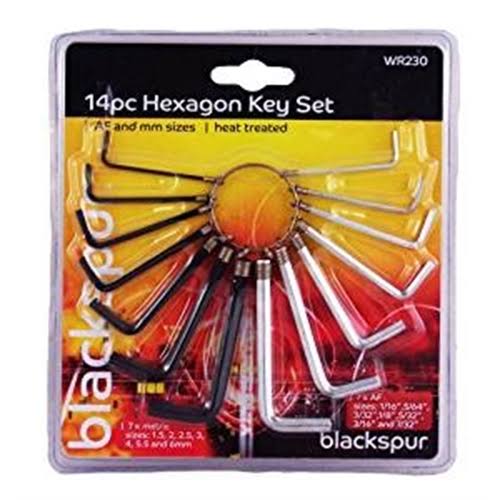 Blackspur Hexagon Allen Key Set - 14 Pieces
