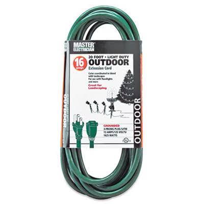 Master Electrician Outdoor Extension Cord - Green, 20ft