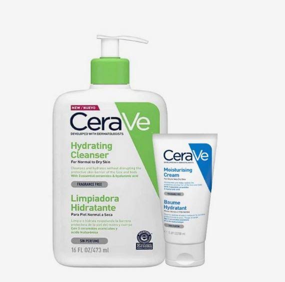 Cerave Hydrating Cleanser 473ml + Moisturising Cream 50ml Set
