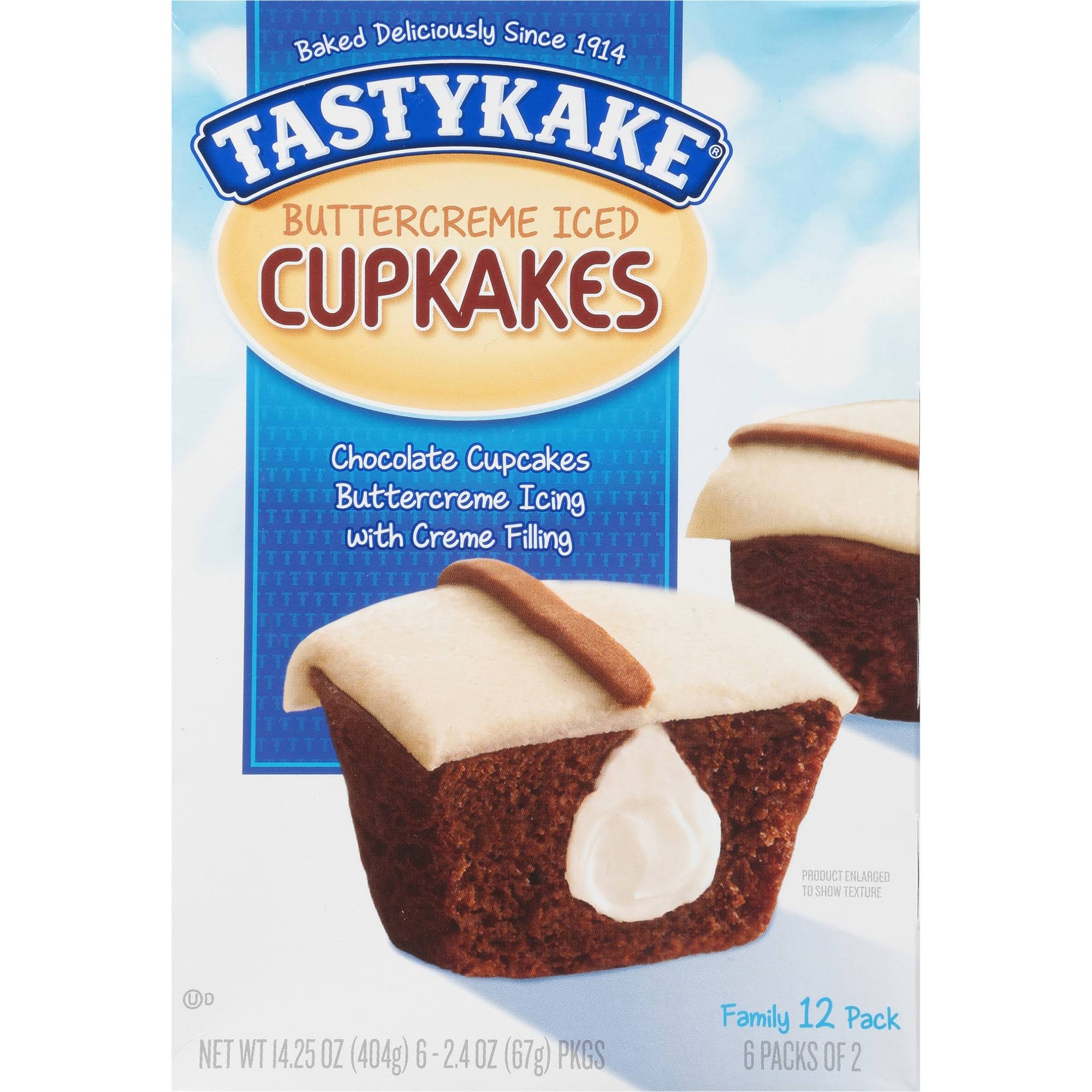 Tastykake Chocolate Cupcakes - Cream Filled, 6ct, 2.3oz
