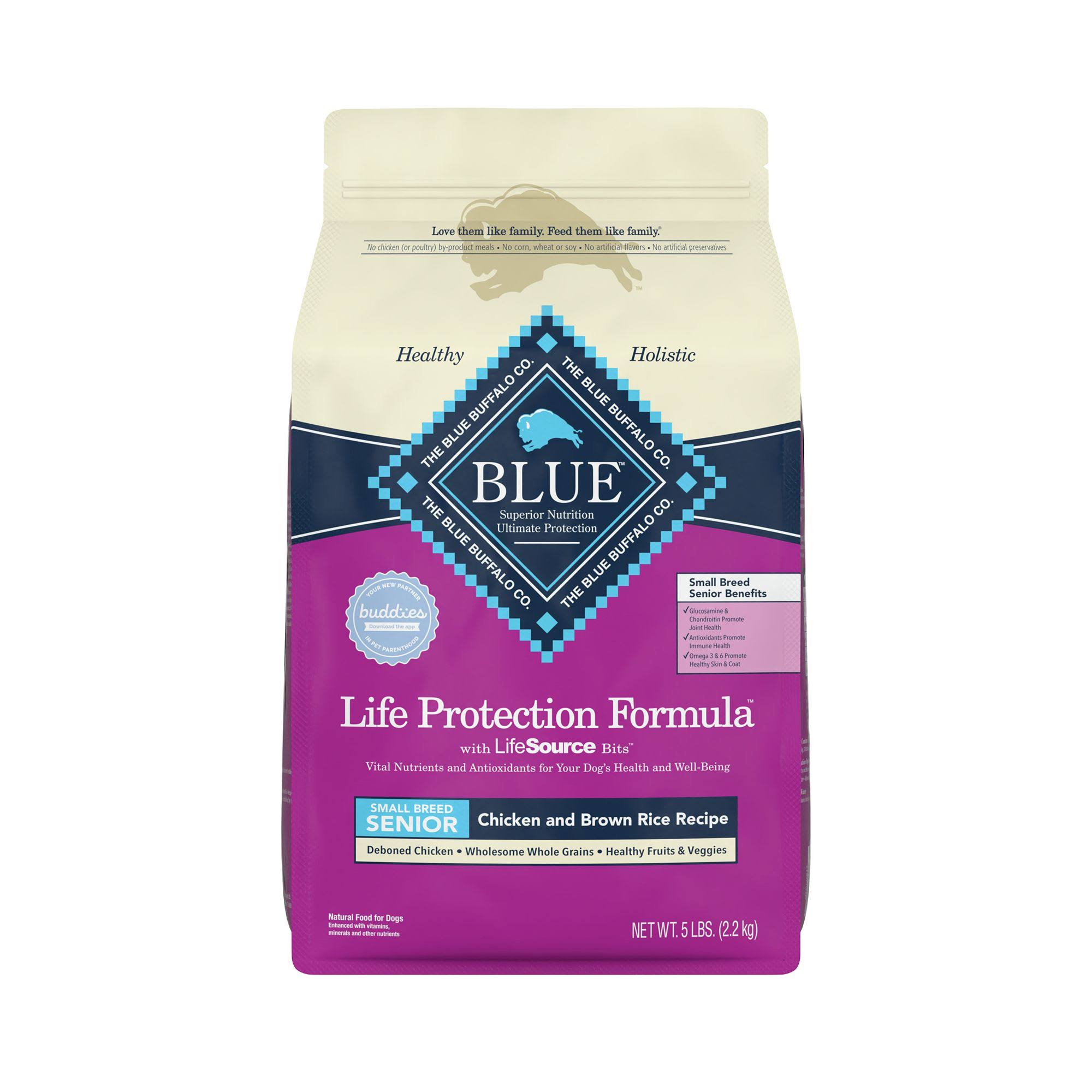 Blue Buffalo Blue Life Protection Formula with LifeSource Bits Dog Food, Chicken & Brown Rice Recipe, Small Breed Senior - 5 lbs (2.2 kg)