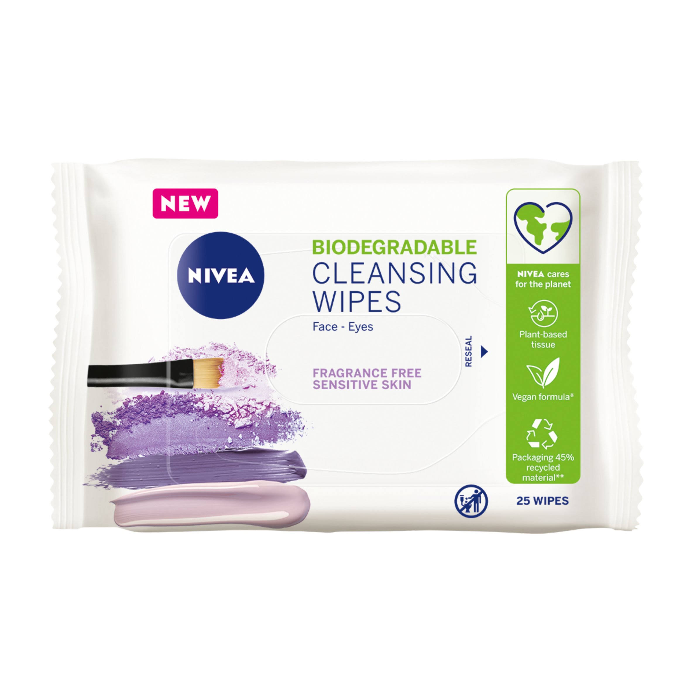 Nivea Biodegradable Cleansing Wipes For Face & Eyes - 25 Sheets