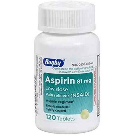 Rugby Low Dose Aspirin Heart Regimen 81mg 120 Tabs
