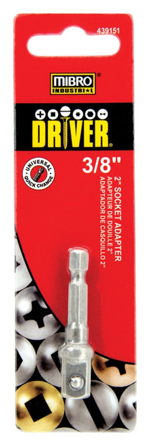 MIBRO Socket Adapter Square 3/8" S X 2" L S2 Tool Steel 439151AC