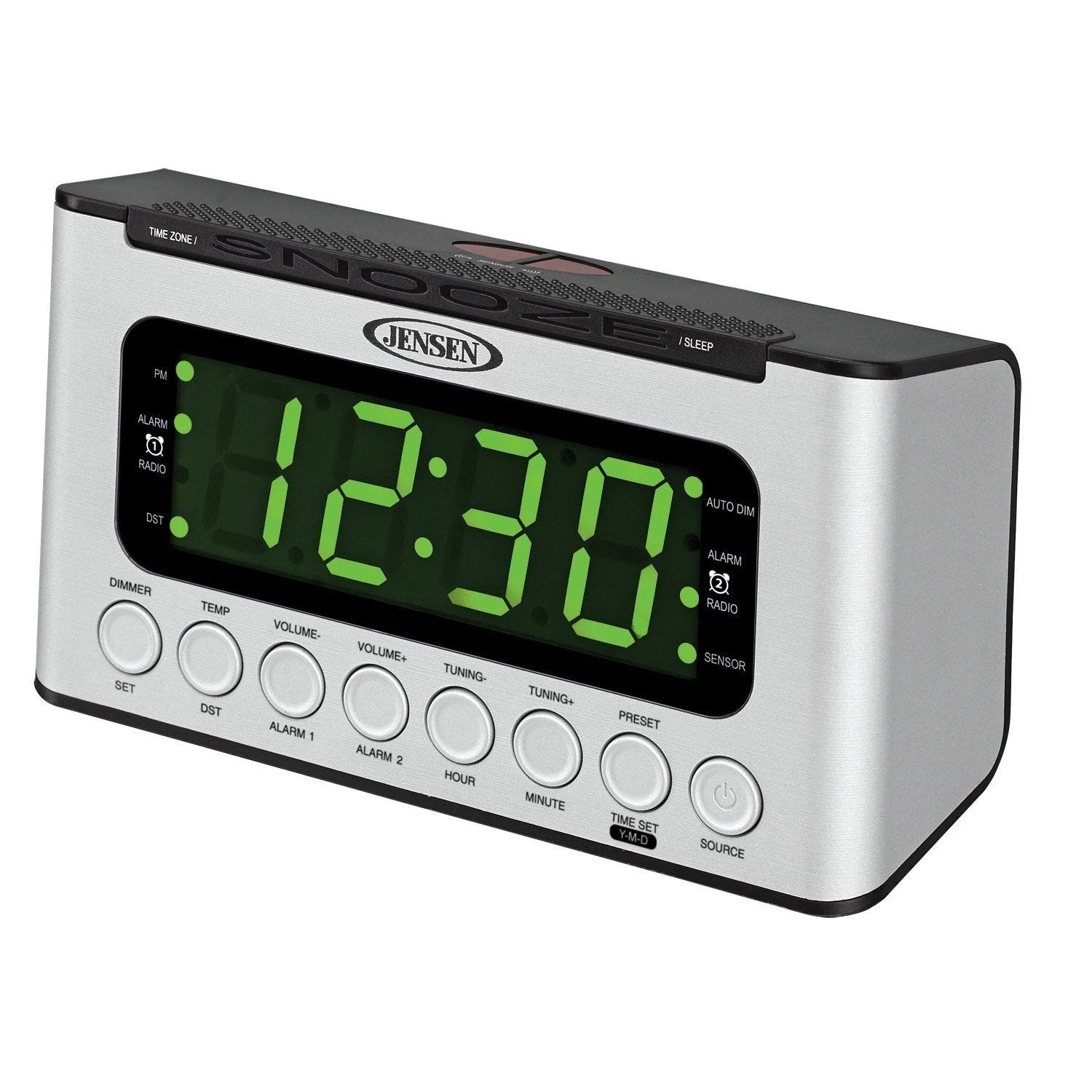 Jensen JCR-231 Digital AM FM Dual Alarm Clock Radio - with Wave Sensor