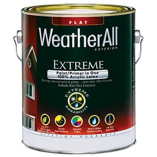 Premium Weatherall Extreme Exterior Paint/primer In One, Waef-9, Flat, White, Gallon, 4 PK, True Value, WAEF9-GL
