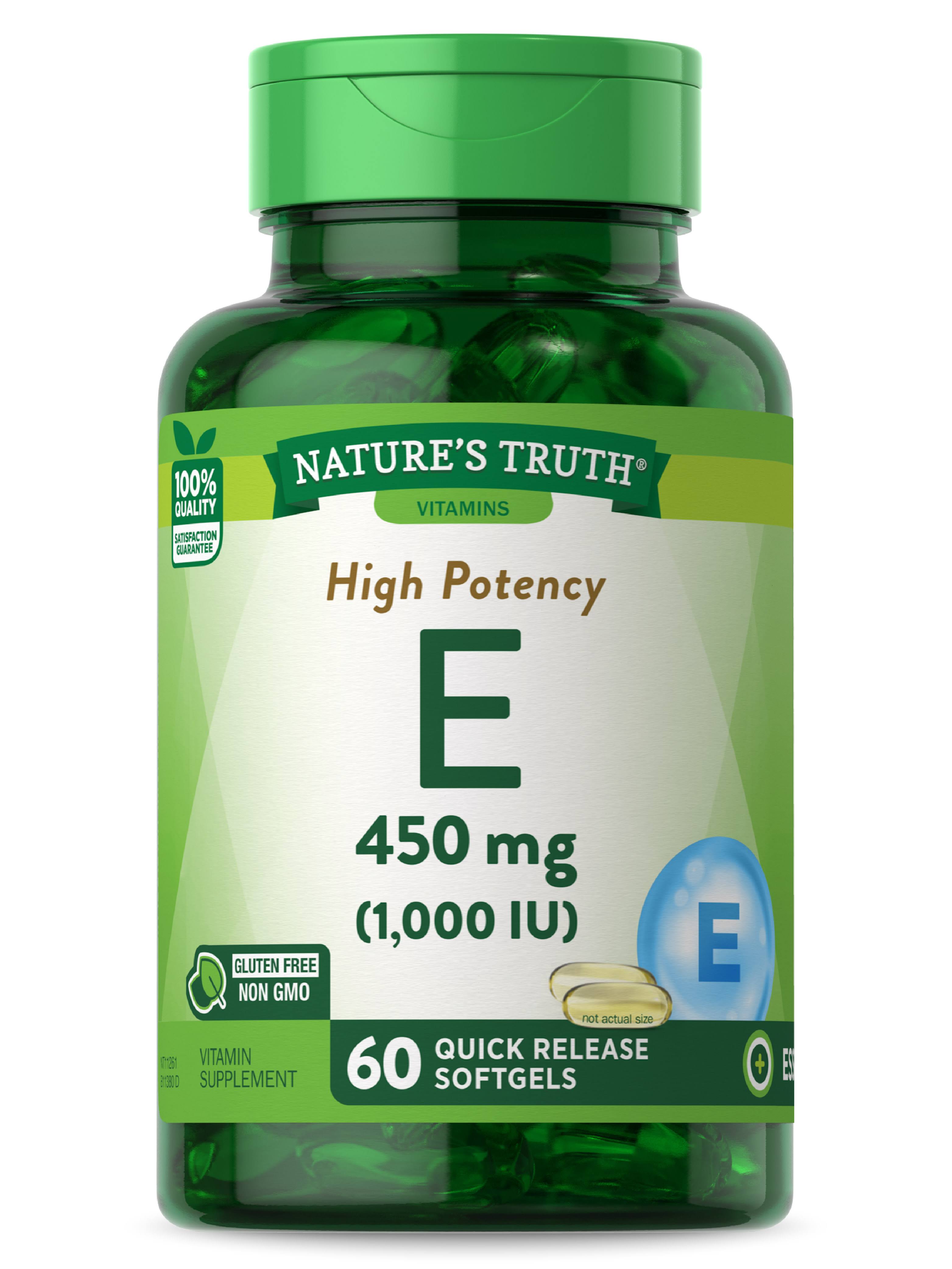 Nature's Truth High Potency E, 1000 IU, Vitamin Supplement, Softgels, 60 EA
