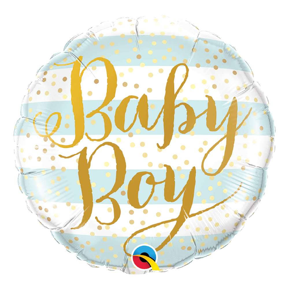 Qualatex Baby Boy Foil Balloon - Blue Stripes, 18"