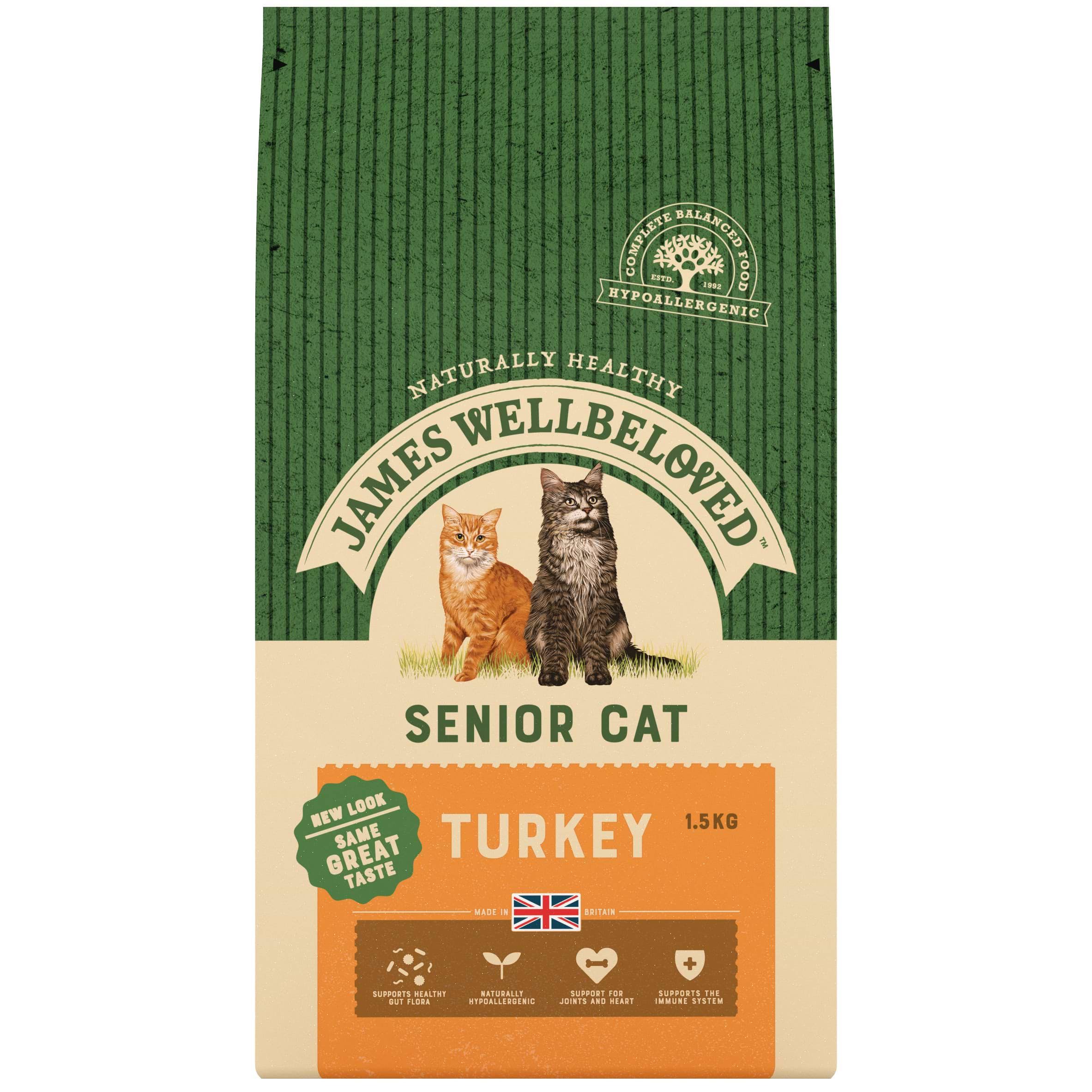 James Wellbeloved Turkey & Rice Senior Dry Cat Food - 1.5kg