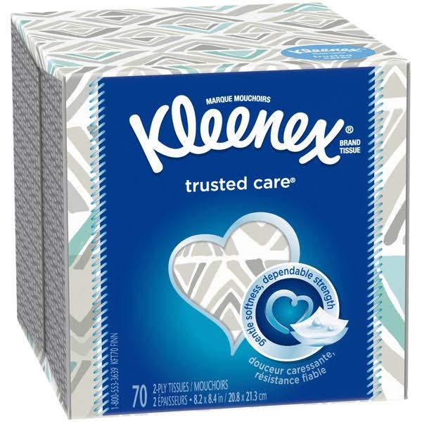 Kleenex Trusted Care Facial Tissues, 27 Cube Boxes, 70 Tissues Per B