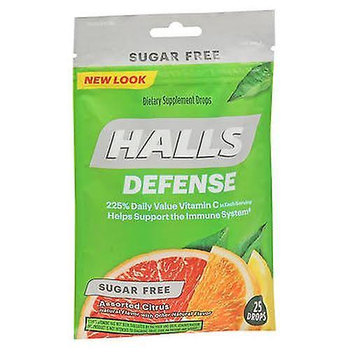Halls Defense Sugar Free Assorted Citrus Drops - 25pk