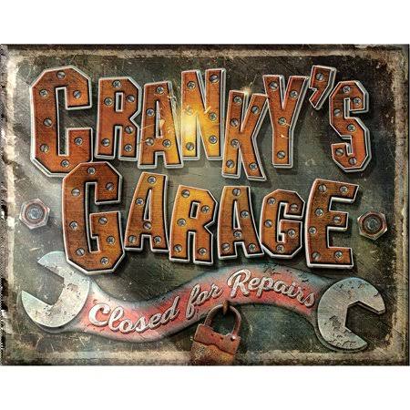 Cranky's Garage Metal Tin Sign - 16" x 12.5"