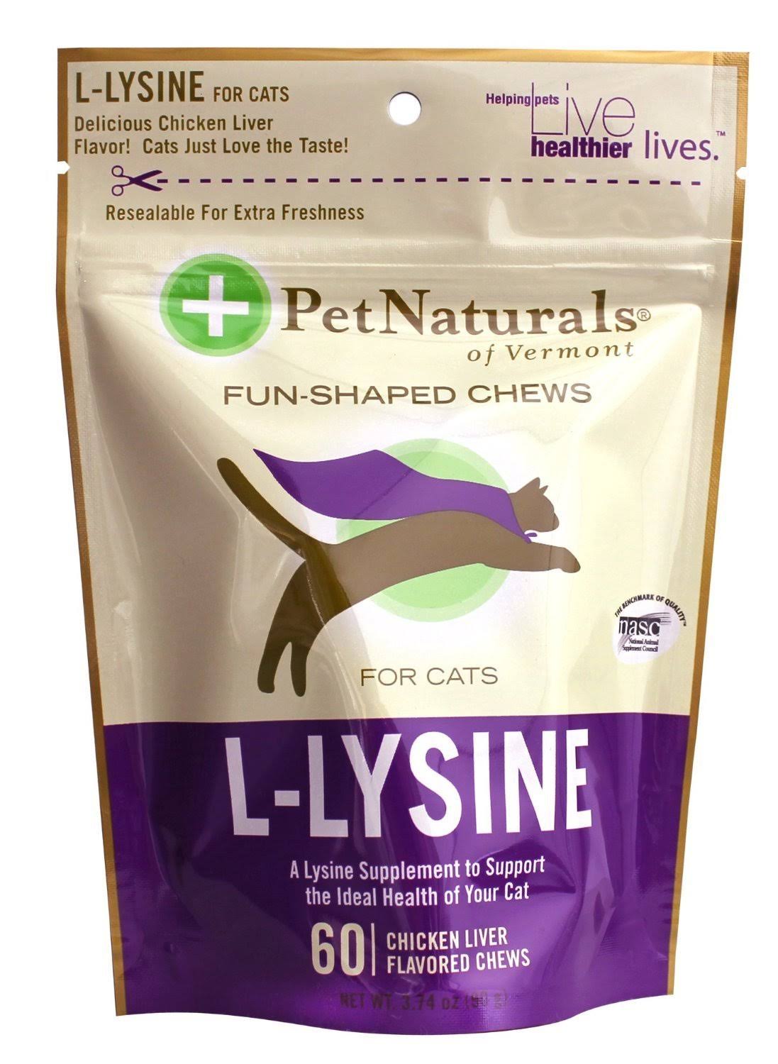 Pet Naturals of Vermont L-Lysine for Cats - Chicken Liver, 60 Fun-Shaped Chews