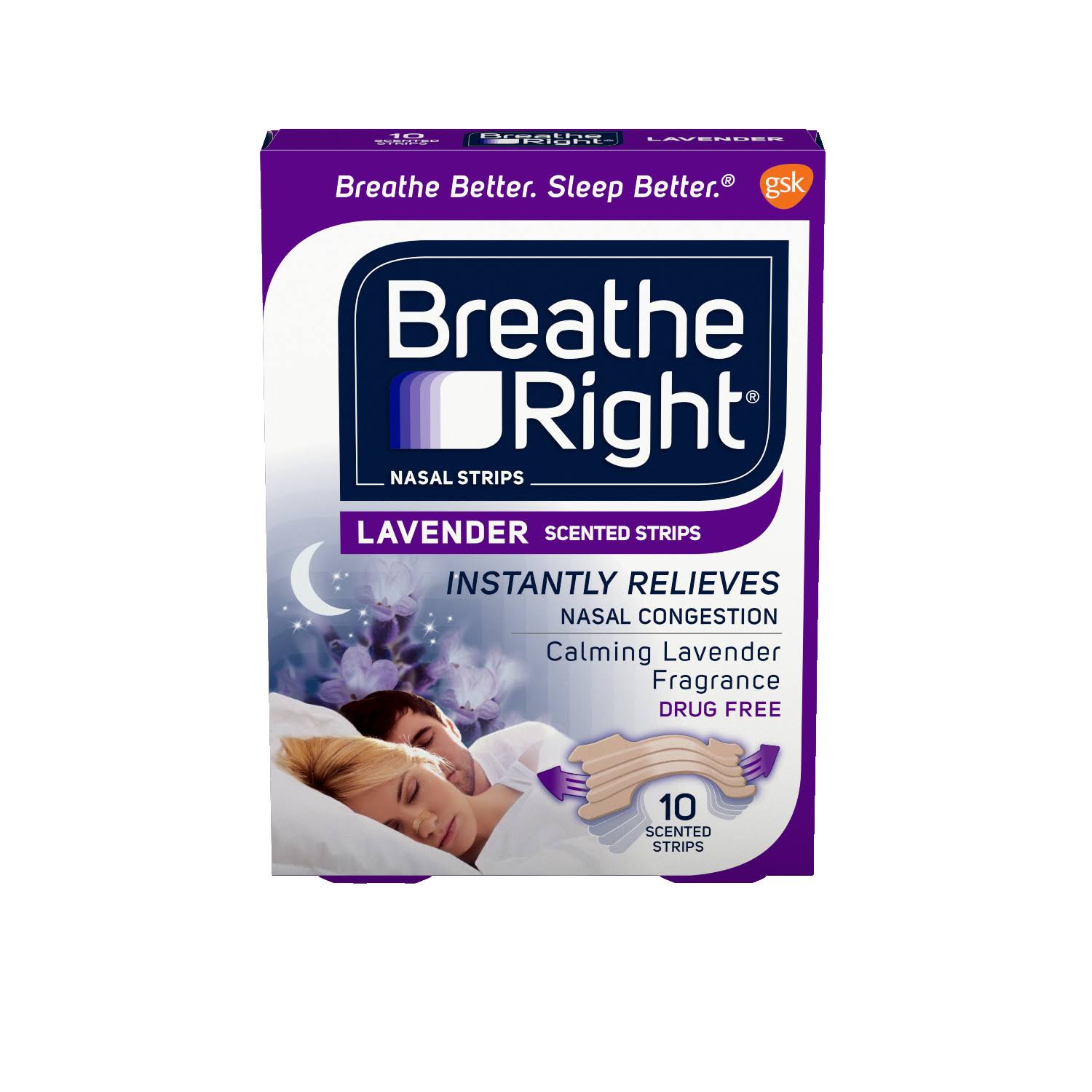 Breathe Right Nasal Strips - Lavender Scented, 10ct