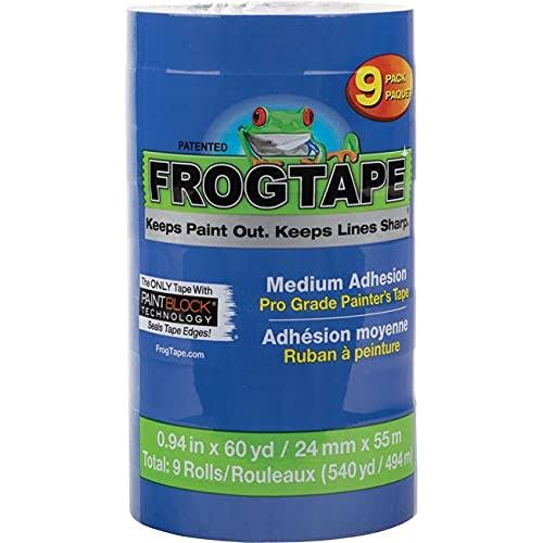 FrogTape Pro Grade Blue Painter S Tape Medium Adhesion 0 94 in x 60 yds Blue 9 Pack