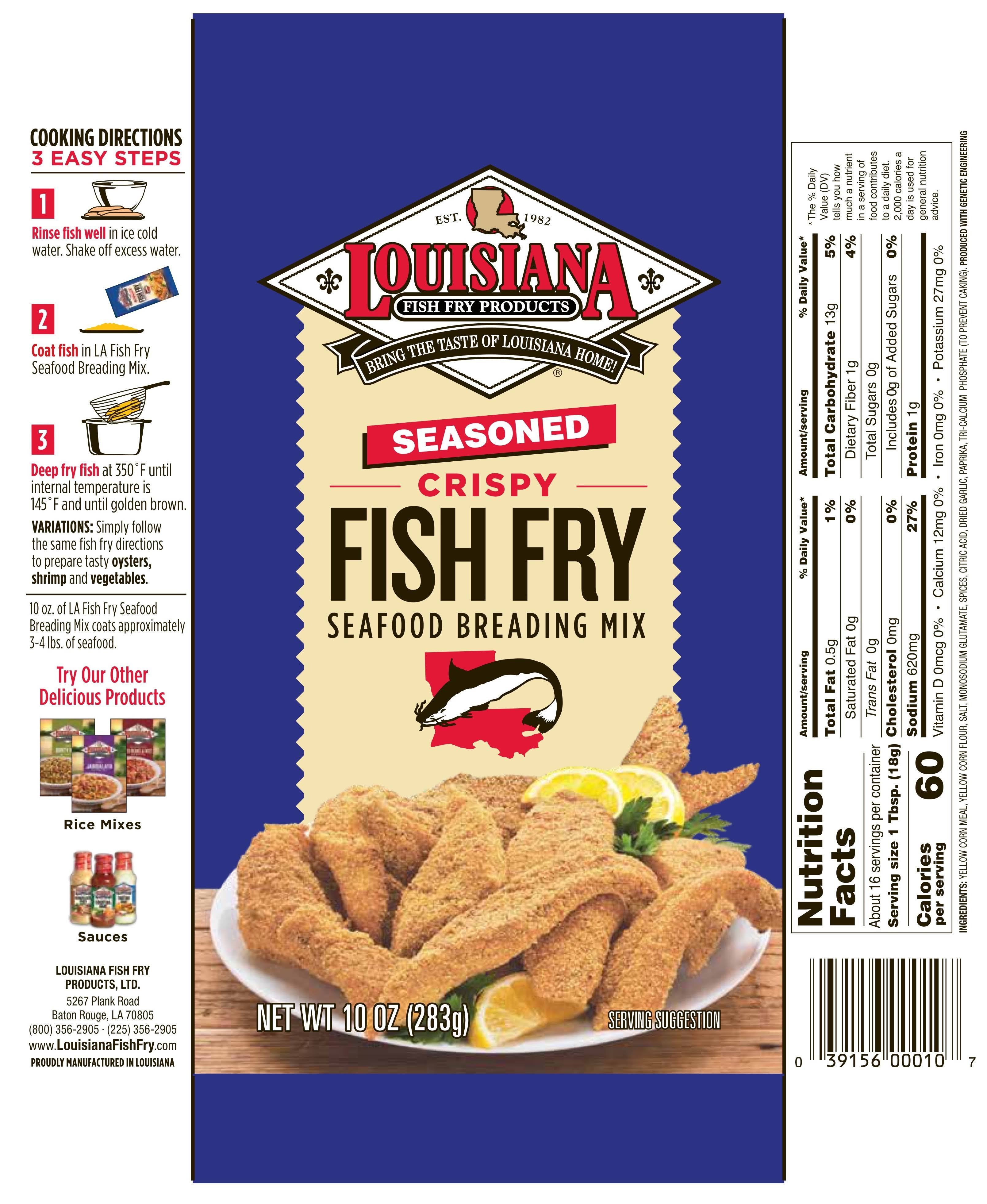 Louisiana Seasoned Crispy Fish Fry Seafood Breading Mix - 10oz