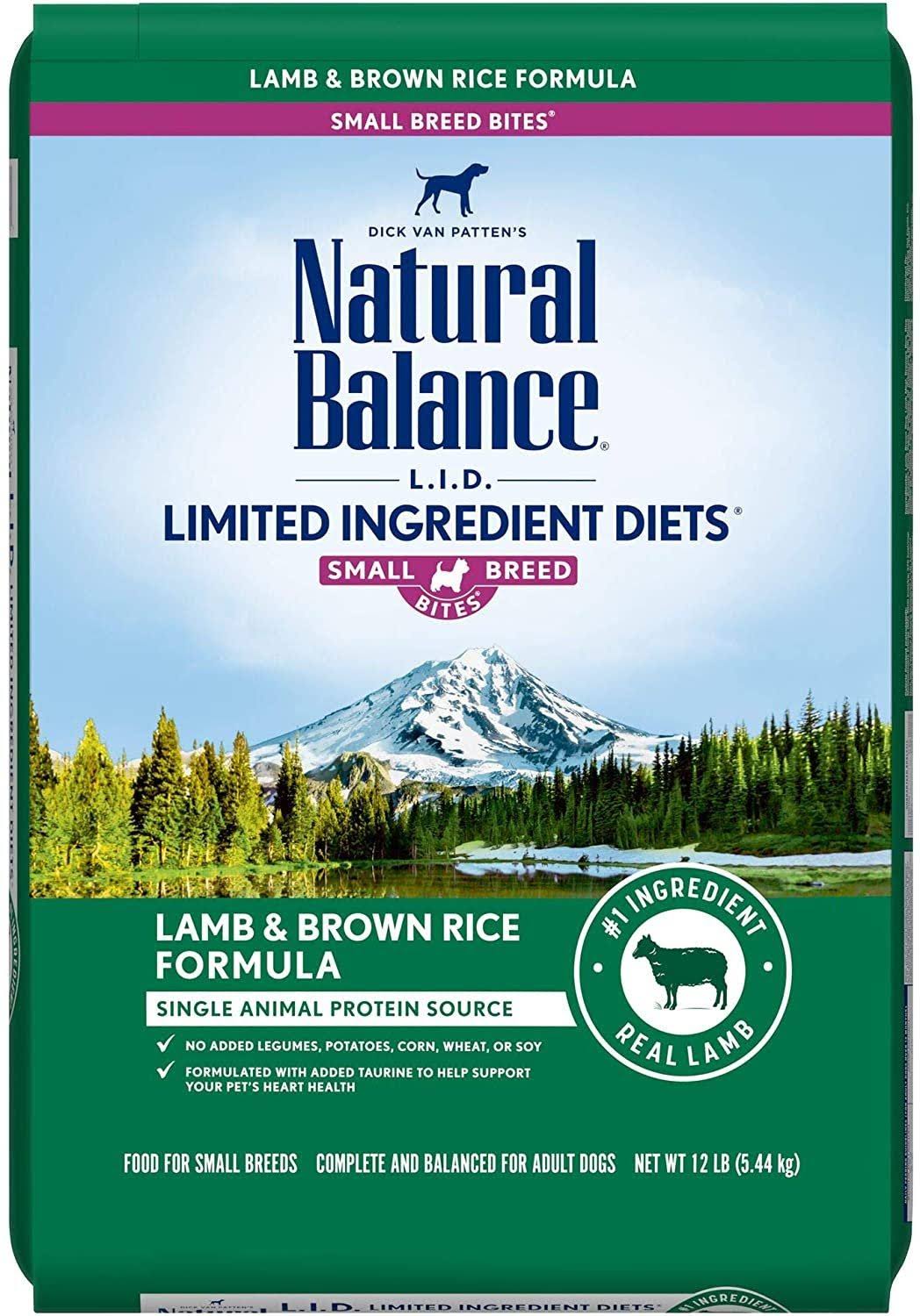 Natural Balance L.I.D. Limited Ingredient Diets Dog Food, Lamb & Brown Rice Formula, Small Breed Bites - 12 lb