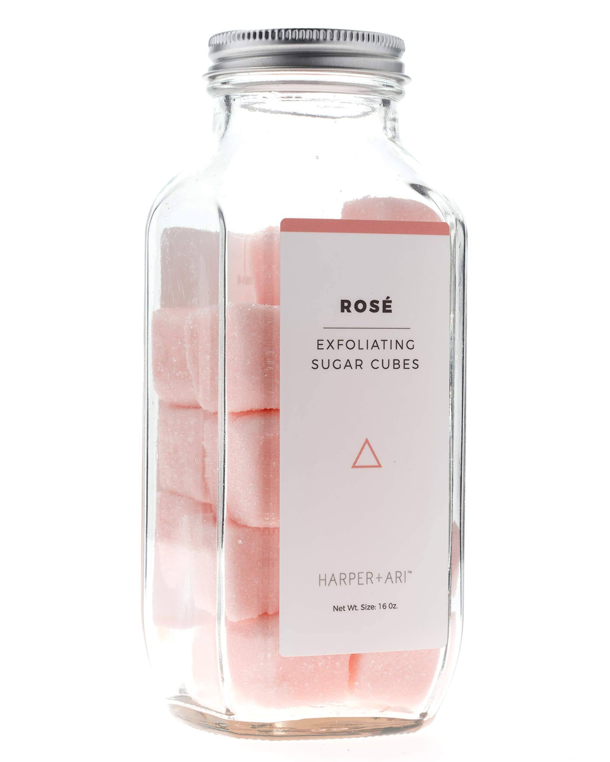 Harper + Ari Sugar Scrub Cubes, Exfoliating Body Scrub in Single Use Size, Soften And Smooth Skin With Shea Butter And Aloe Vera (Rosé)