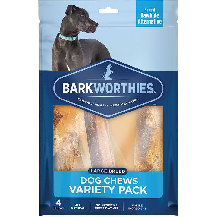 Barkworthies Variety Pack Dog Treats - Large Dogs - 4 Chews