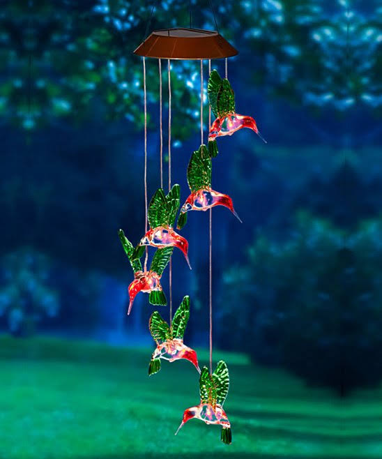 Evergreen Outdoor Mobile Painted Hummingbird Solar Mobile One-Size