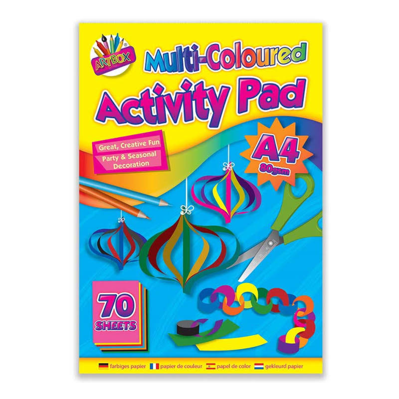 Art Box Activity Paper Pad - Size A4, Assorted, Pack of 12
