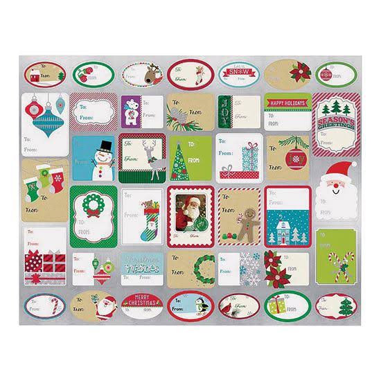 Santas Forest IG87436/68113 Sticky Gift Tags, Christmas 36 Pack