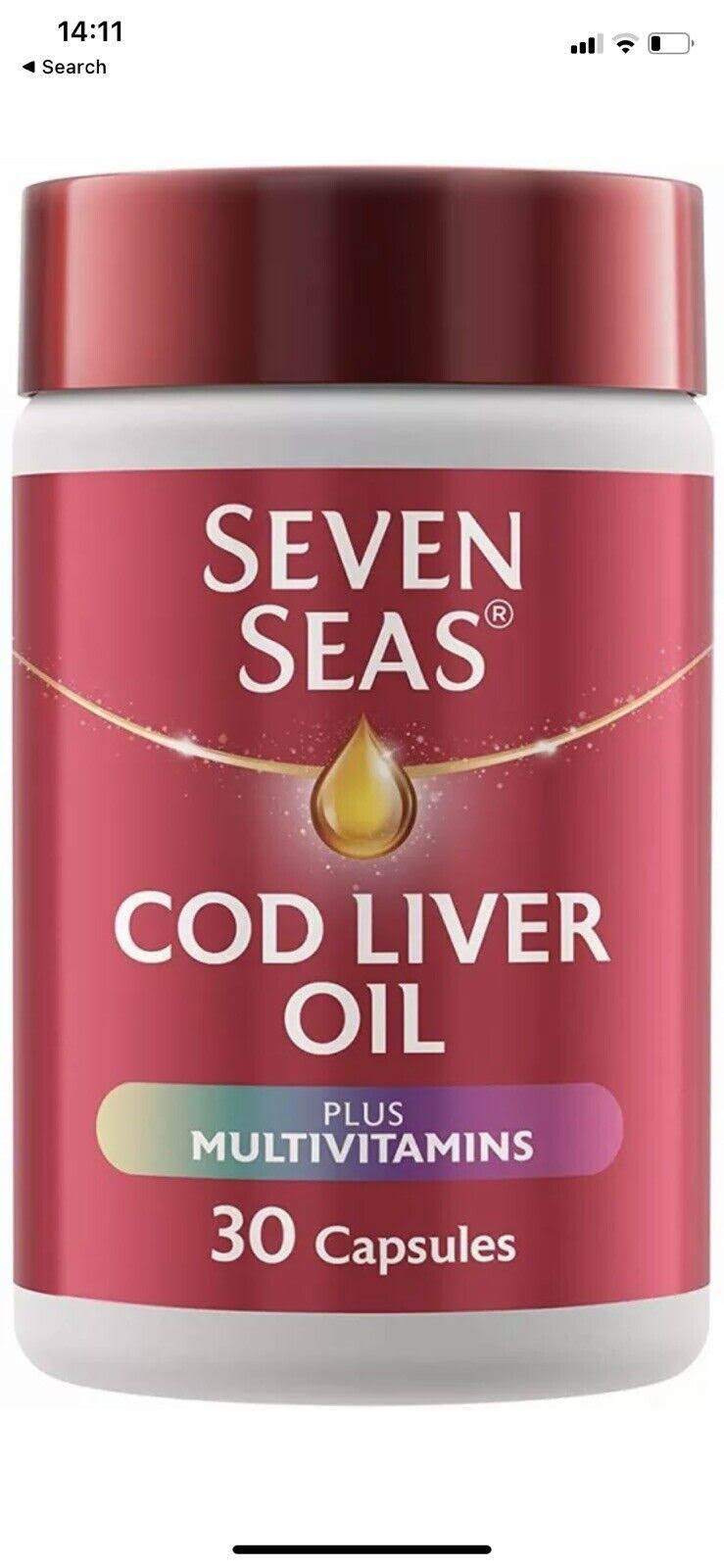 Seven Seas Cod Liver Oil Omega 3 Fish Oil Plus Multivitamins - 30 Capsules