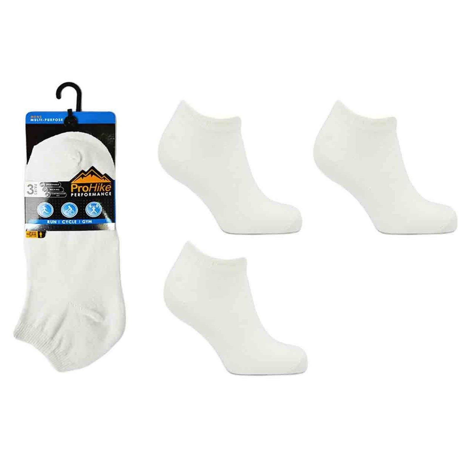 Size 6-11 Blue Stripe Trainer Socks 4 Pairs Mens Prohike Cushioned Black Grey 
