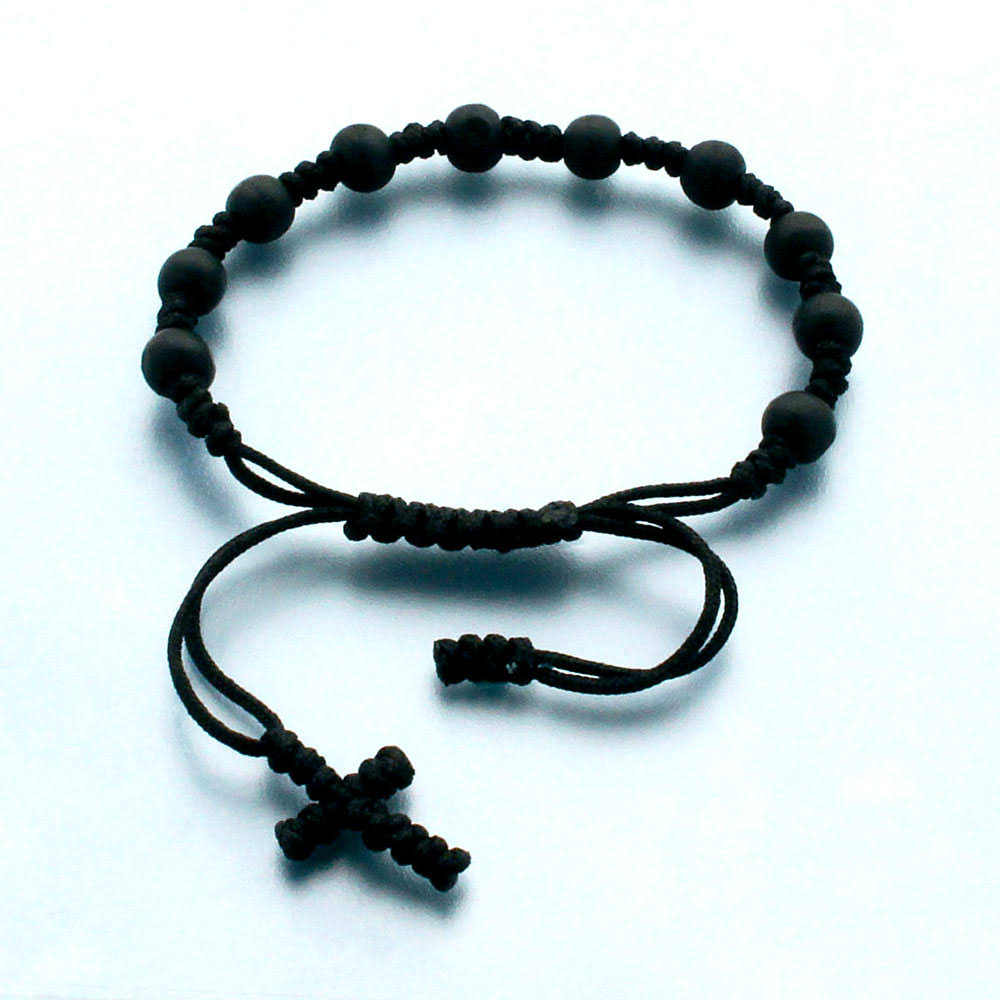 Black Rosary Bracelet with Knotted Cord | St. Patricks Guild
