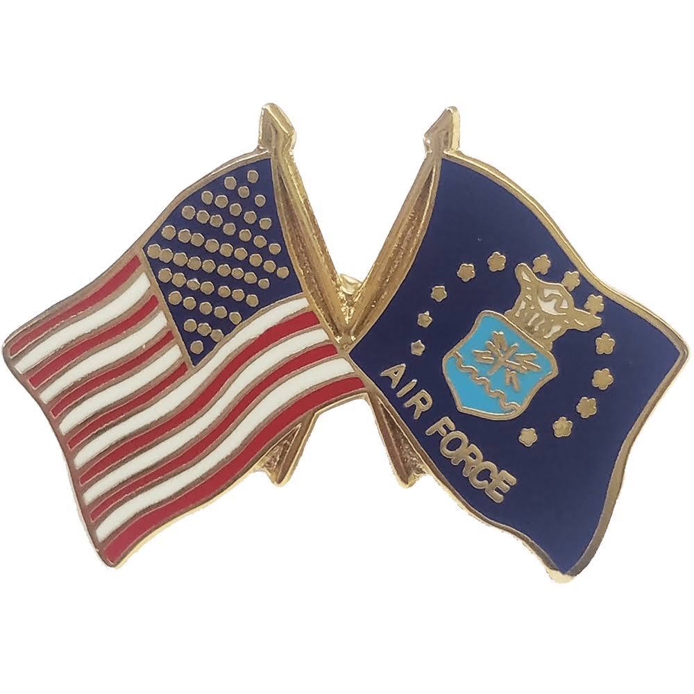 USA / Air Force Crossed Flags Military Lapel Pin