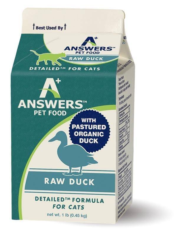 Answers Detailed Duck Frozen Raw Cat Food 1lb