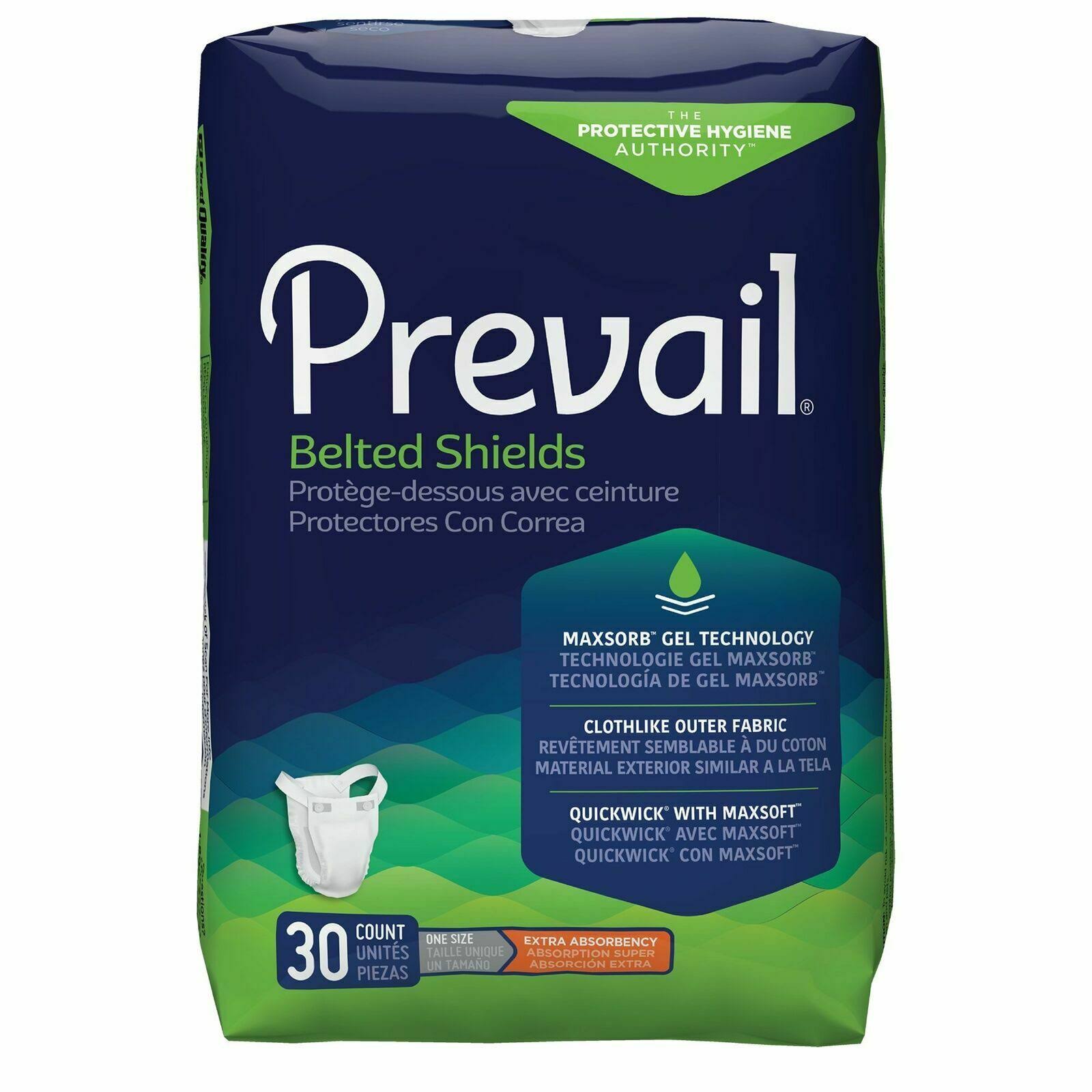 Prevail Belted Undergarments, White - 4 pack, 30 count each