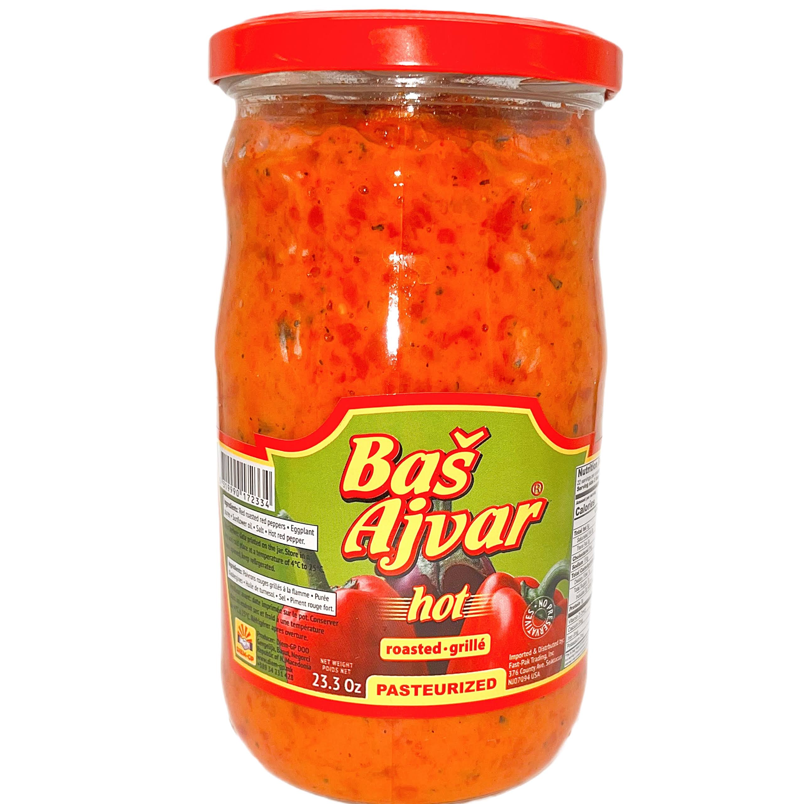 Bas Ajvar Homemade Hot Roasted Pepper and Eggplant Spread - 720ml