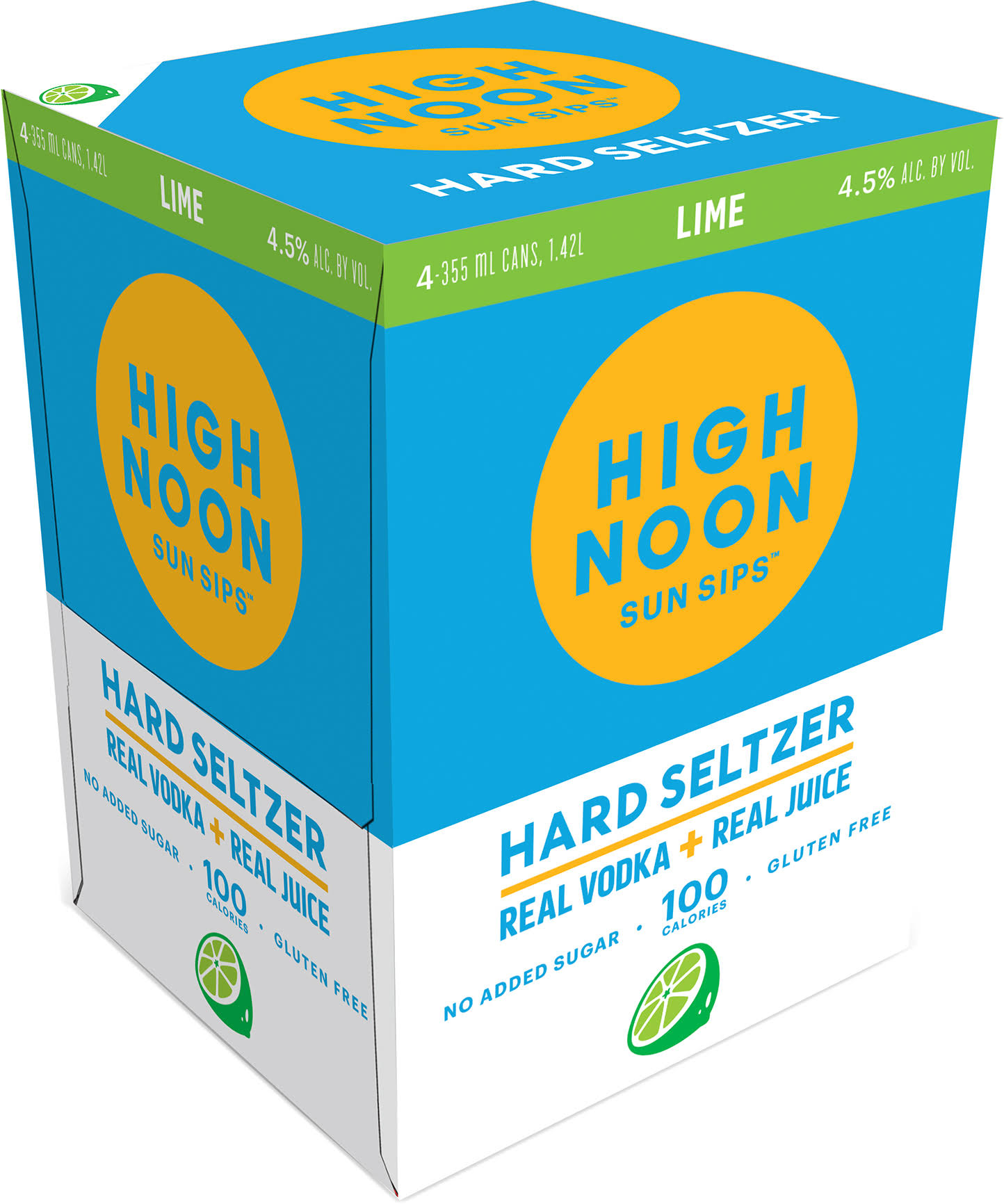 High Noon Sun Sips Hart Seltzer, Lime, 4 Pack - 4 pack, 355 ml cans